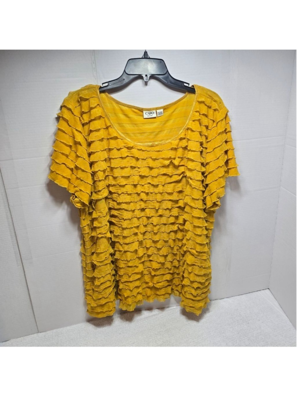 Women's Cato Yellow Ruffle Short Sleeve Tee Plus Size 22/24W